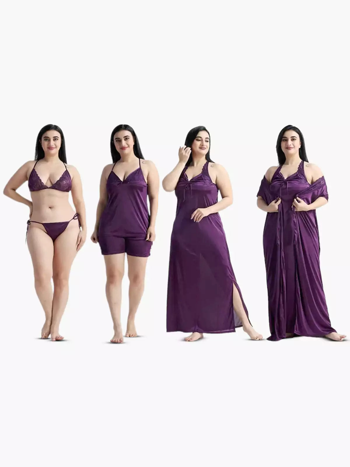 6 pcs Premium Nightwear Set - Purple