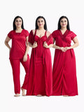 4-Part Maroon Premium Nightwear Combo