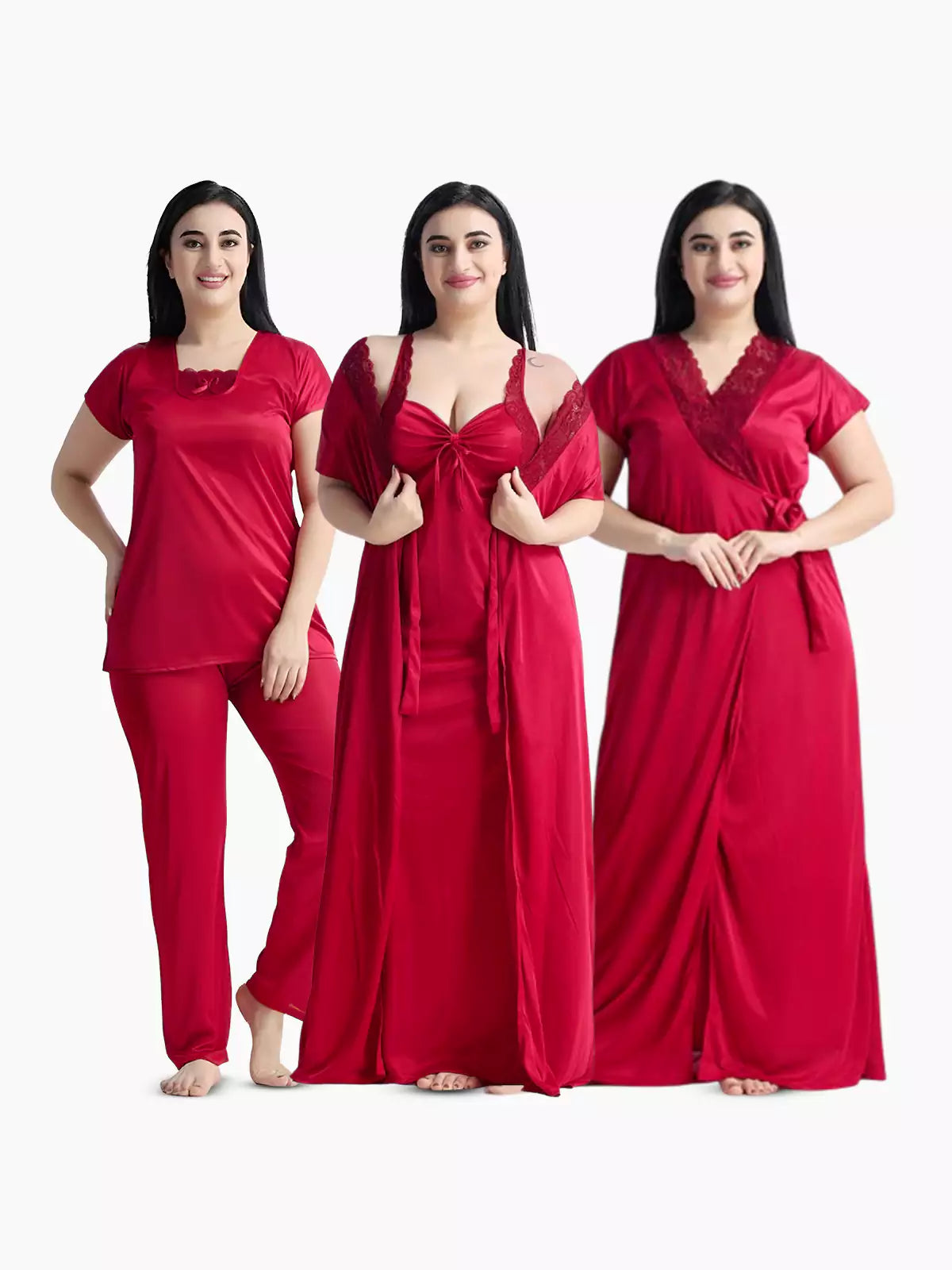 4-Part Maroon Premium Nightwear Combo