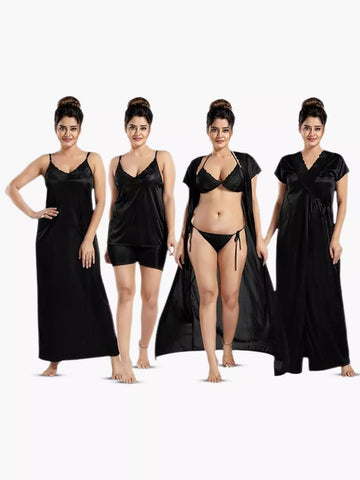 6 pcs Premium Nightwear Set - Black