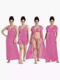 6 pcs Premium Nightwear Set - Bright pink