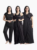 4-Part Black Premium Nightwear Combo