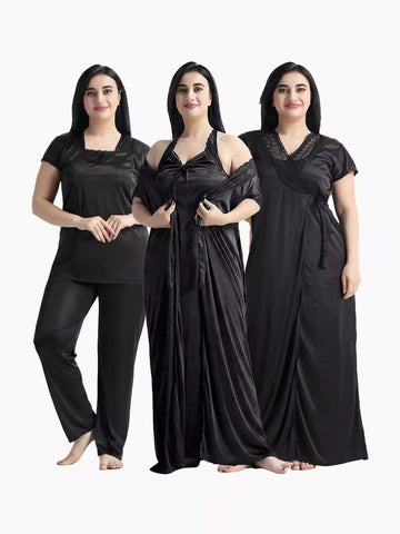 4-Part Black Premium Nightwear Combo
