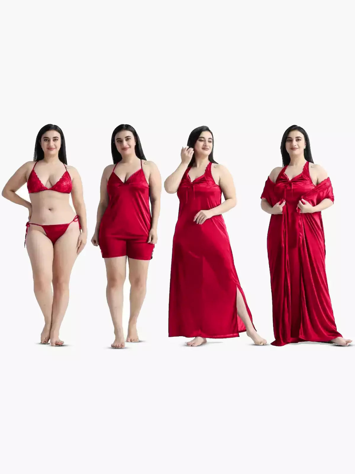 6 pcs Premium Nightwear Set - Maroon