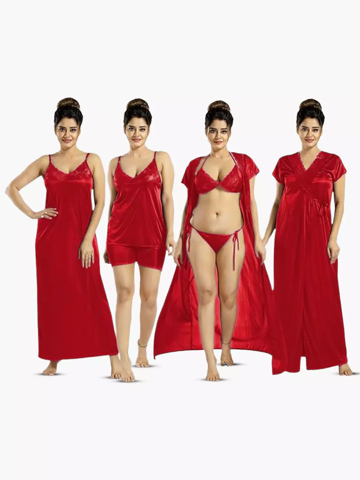 6 pcs Premium Nightwear Set - Maroon