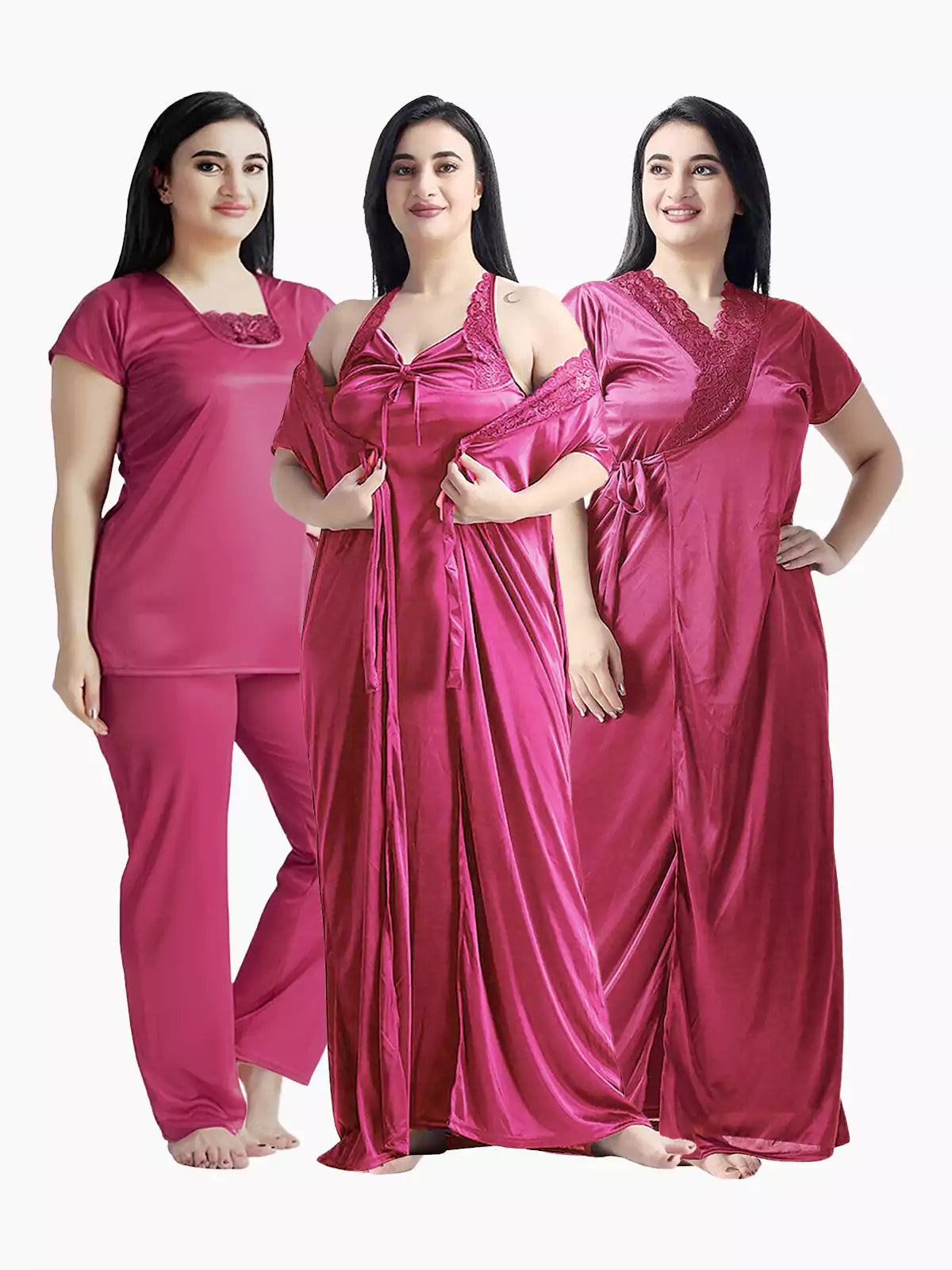 4-Part Dark Pink Premium Nightwear Combo