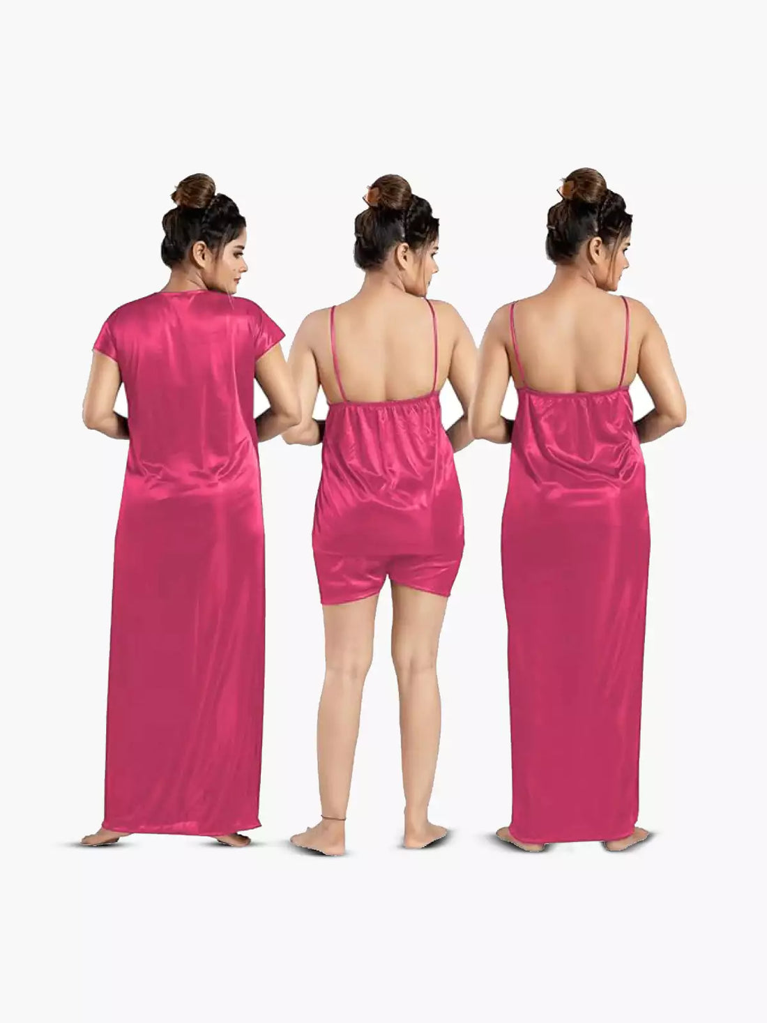 6 pcs Premium Nightwear Set - Dark pink