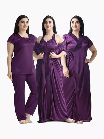 4-Part Purple Premium Nightwear Combo