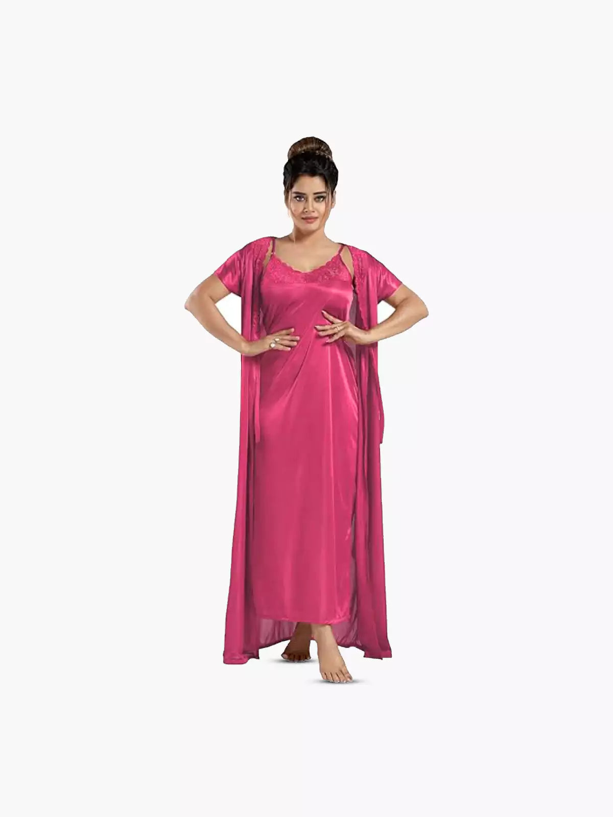 6 pcs Premium Nightwear Set - Dark pink
